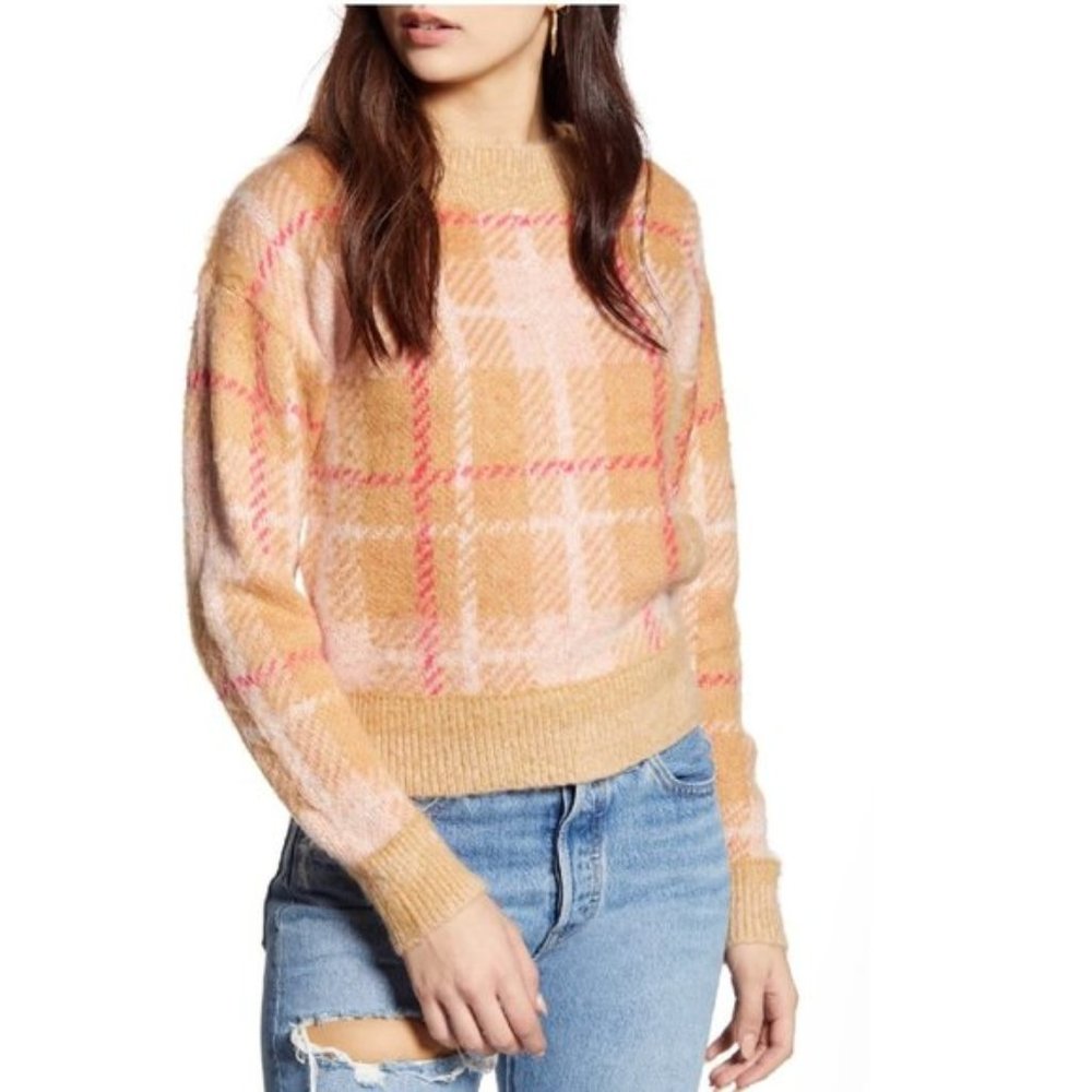 BP. Plaid Print Pullover Sweater